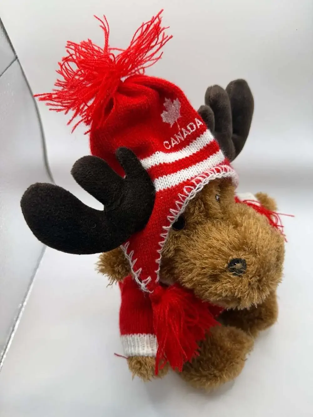 Canadian Moose Stuffed Animal in Red Maple Leaf Sweater - 9